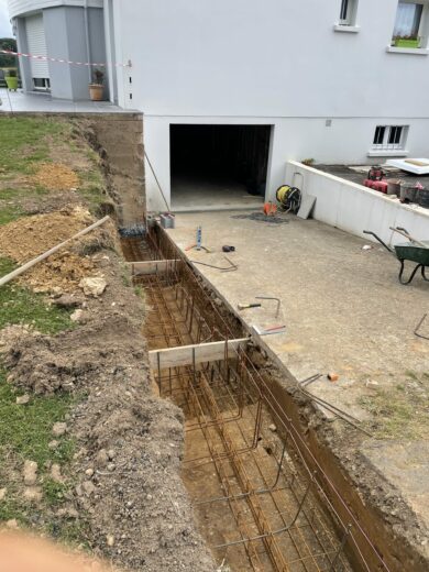Préparation fouille pour mur de soutènement